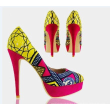 2016 New African Printed Fabrics Fashion High Heel Shoes (HCY02-1354)